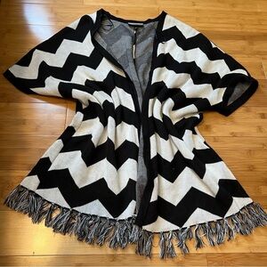 Allison Brittney sweater cover up cardigan black white size small